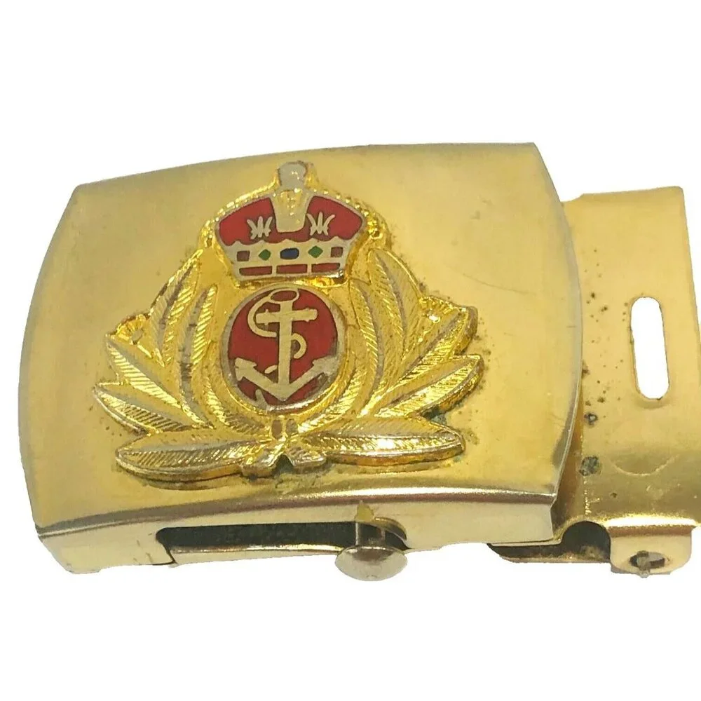 Brass Belt Buckle Crown Anchor USA Men's Nautical Boating Navy VTG Skippers FLA‎